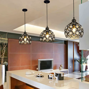 Retro Industriële Hanglamp – Zwart Ijzer E27 Geometrisch Design