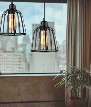 Retro Industriële Hanglamp – Zwart Ijzer E27 Geometrisch Design
