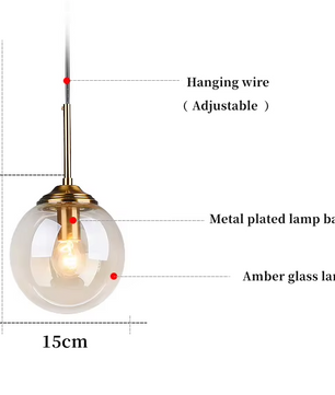 Luxe Glazen Bol Hanglamp – Cocon Design Amber Glas