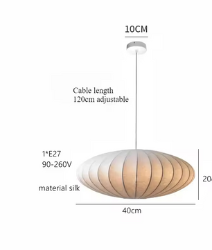 Italiaanse Zijden Hanglamp Crème/off-white – Moderne Zijden Lamp 40cm
