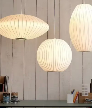 Italiaanse Zijden Hanglamp Crème/off-white – Moderne Zijden Lamp 40cm