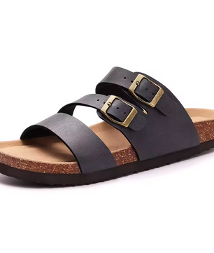 KIDMI Drie Bandjes Sandalen van Kurk en PVC-leer