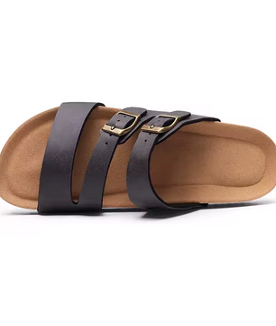 KIDMI Drie Bandjes Sandalen van Kurk en PVC-leer