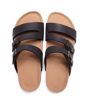 KIDMI Drie Bandjes Sandalen van Kurk en PVC-leer