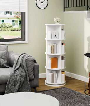Roterende Boekenkast met 4 Niveaus  – Kast met Draaimechanisme