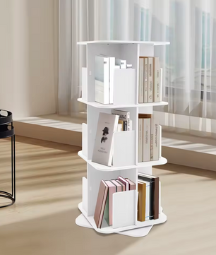 3-Laagse Draaibare Boekenkast – Wit en Zwart