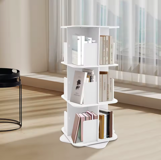 3-Laagse Draaibare Boekenkast – Wit en Zwart