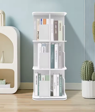 3-Laagse Draaibare Boekenkast – Wit en Zwart