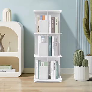 3-Laagse Draaibare Boekenkast – Wit en Zwart