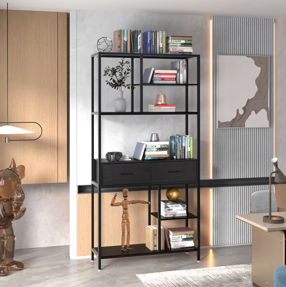 Hoge Industriële Boekenkast met Laden