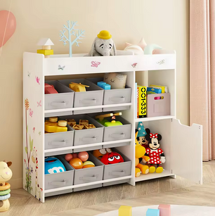 Speelgoedrek met 9 Opbergbakken – Witte Kinderkast van 90x80 cm