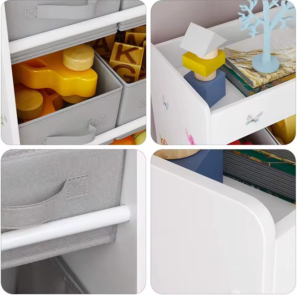 Speelgoedrek met 9 Opbergbakken – Witte Kinderkast van 90x80 cm