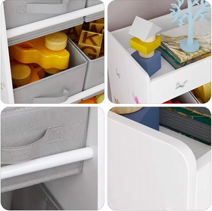 Speelgoedrek met 9 Opbergbakken – Witte Kinderkast van 90x80 cm