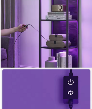 Boekenkast met 6 Verdiepingen en Verstelbare LED-verlichting – Ebony Zwart