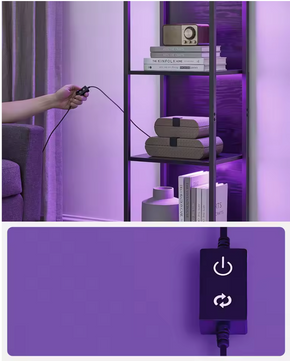 Boekenkast met 6 Verdiepingen en Verstelbare LED-verlichting – Ebony Zwart
