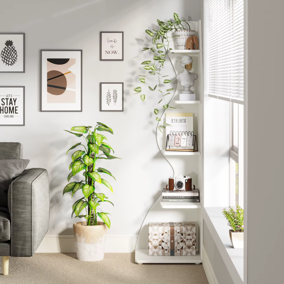 Moderne 5-Laags Hoek Boekenkast – Zeegras Design