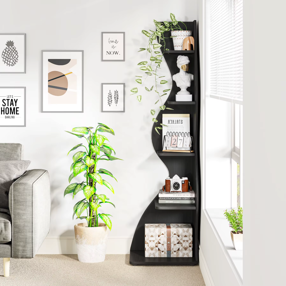 Moderne 5-Laags Hoek Boekenkast – Zeegras Design