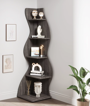 Moderne 5-Laags Hoek Boekenkast – Zeegras Design