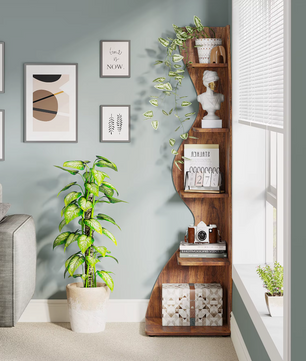 Moderne 5-Laags Hoek Boekenkast – Zeegras Design