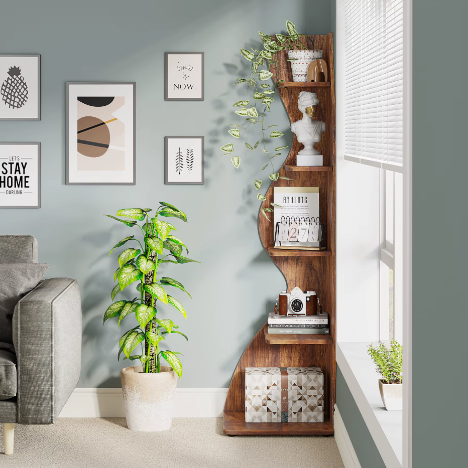 Moderne 5-Laags Hoek Boekenkast – Zeegras Design