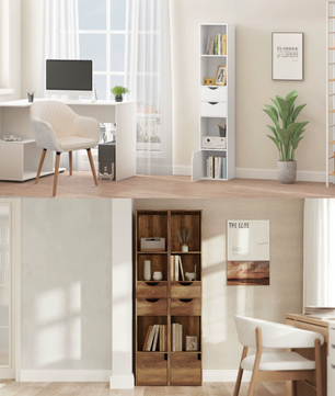 Staande Boekenkast met Laden en Deur – Modern Houten Design 30x24x158cm