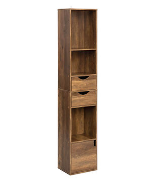 Staande Boekenkast met Laden en Deur – Modern Houten Design 30x24x158cm