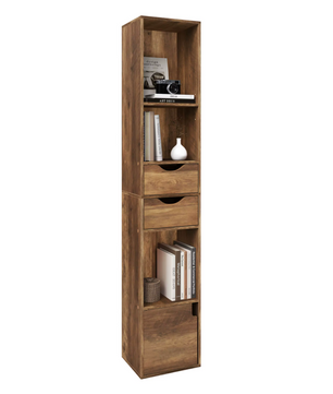 Staande Boekenkast met Laden en Deur – Modern Houten Design 30x24x158cm