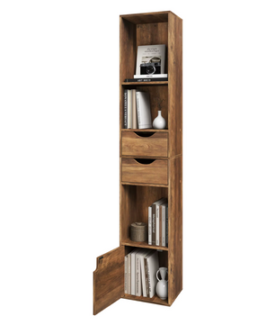 Staande Boekenkast met Laden en Deur – Modern Houten Design 30x24x158cm