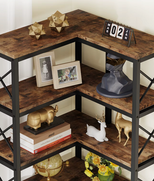Industriële Hoekboekenkast met 7 Planken – 60x60x200cm