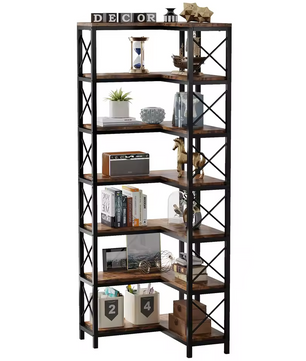Industriële Hoekboekenkast met 7 Planken – 60x60x200cm