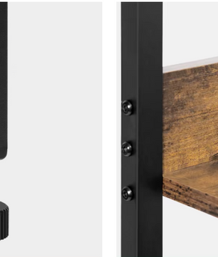 Industriële 5-Laags Boekenkast met 4 Haken – Vintage Opbergkast