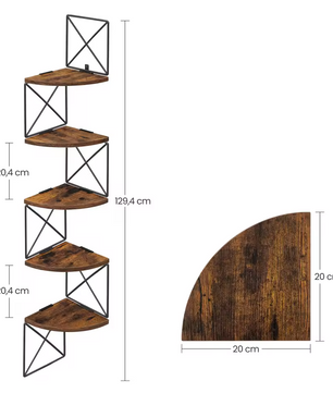 5-Laags Zigzag Hoek Wandkast – Industrieel Design met Staal en Hout
