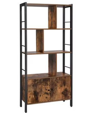 Industriële Boekenkast met Kastdeuren – 74x30x154,5cm