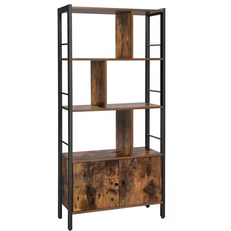 Industriële Boekenkast met Kastdeuren – 74x30x154,5cm