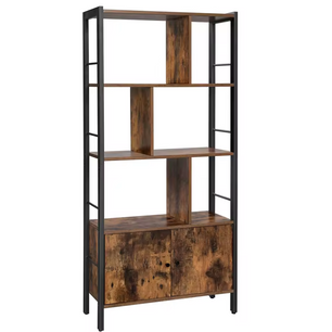 Industriële Boekenkast met Kastdeuren – 74x30x154,5cm