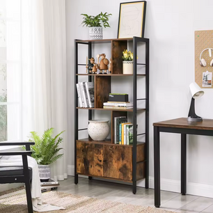 Industriële Boekenkast met Kastdeuren – 74x30x154,5cm