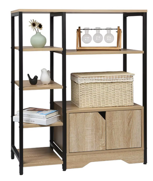 Vintage Design Boekenkast in Licht Eiken – 6-Laags Opbergrek (80x35x97cm)