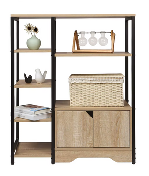 Vintage Design Boekenkast in Licht Eiken – 6-Laags Opbergrek (80x35x97cm)