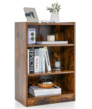 Moderne 3-Laags Boekenkast met Verstelbare Planken – Vintage Hout Look