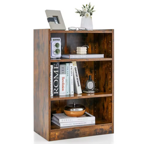 Moderne 3-Laags Boekenkast met Verstelbare Planken – Vintage Hout Look