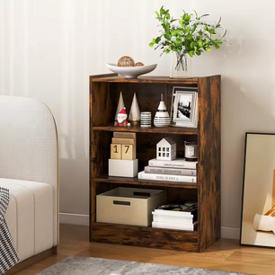 Moderne 3-Laags Boekenkast met Verstelbare Planken – Vintage Hout Look