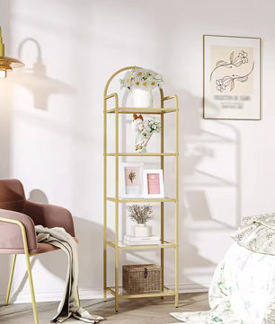 Sedia Gouden Kast met Gehard Glas – Slanke Designkast met 5 Niveaus
