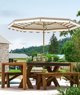 Outsunny Parasol Ø 270 cm – Buitenterras Paraplu met Kantelhoek in Grijs en Wit
