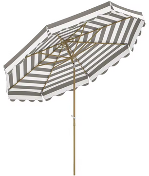 Outsunny Parasol Ø 270 cm – Buitenterras Paraplu met Kantelhoek in Grijs en Wit