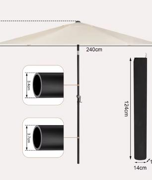 Sedia Zeshoekige Parasol – UV-Resistent, Waterdicht en Kantelbaar met Crank