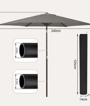 Sedia Zeshoekige Parasol – UV-Resistent, Waterdicht en Kantelbaar met Crank