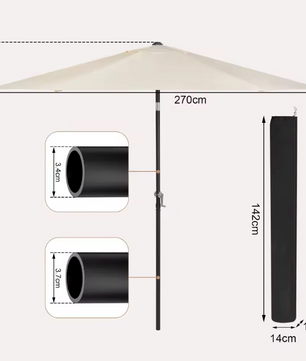 Sedia Zeshoekige Parasol – UV-Resistent, Waterdicht en Kantelbaar met Crank