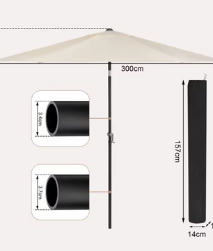 Sedia Zeshoekige Parasol – UV-Resistent, Waterdicht en Kantelbaar met Crank