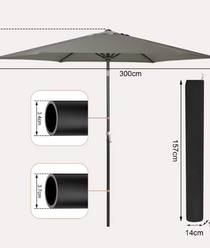 Sedia Zeshoekige Parasol – UV-Resistent, Waterdicht en Kantelbaar met Crank