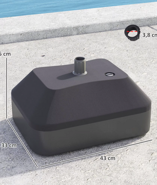 Parasolvoet Navulbaar – 20 L Water of 24 kg Zand – Voor Parasolpalen Ø 38 mm – Zwart